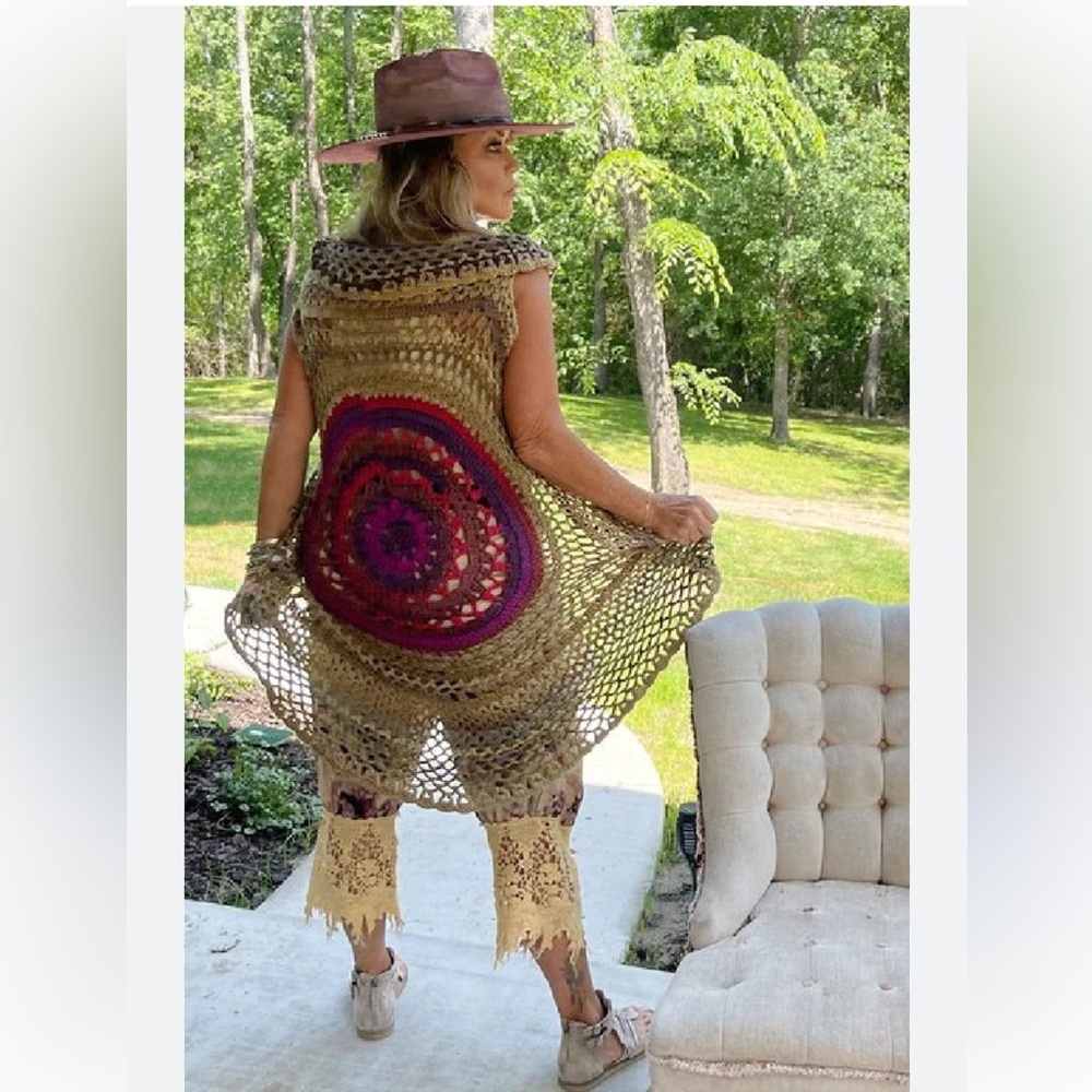 NWT Jaded Gypsy Sweet Thing Crochet Vest One Size - Picture 2 of 8